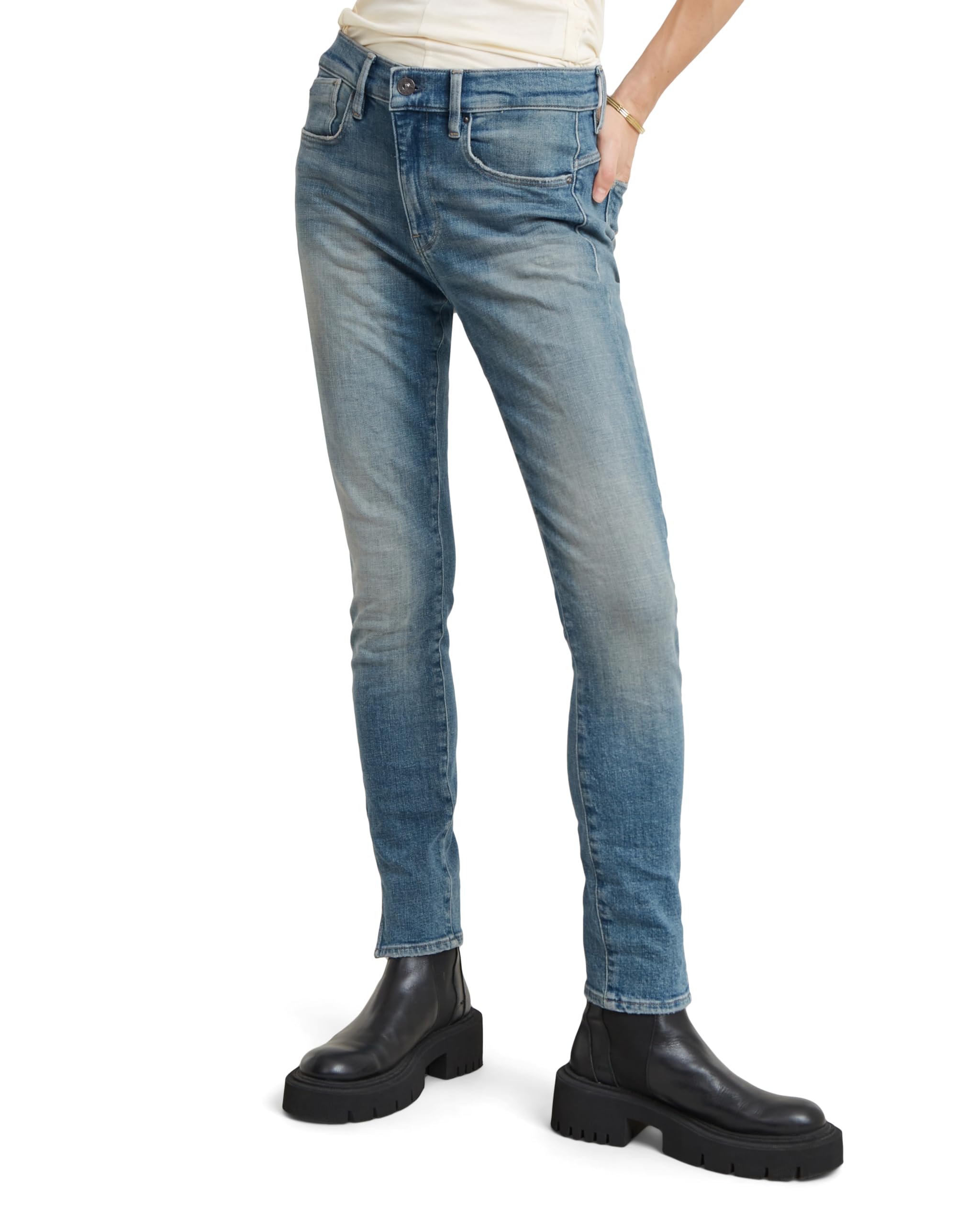 G-STAR RAW Damen Lhana Skinny Split Jeans, Blau (Sun Faded Biscay Blue D24356-D440-G345), 32W / 34L