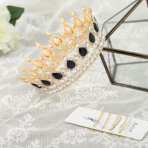 Miniatura 2 de Foyte Baroque Queen Crown and Tiara Sparkly Rhinestone Wedding Crown Bride Tiaras Princess Full Round Tiaras Headpieces for Women
