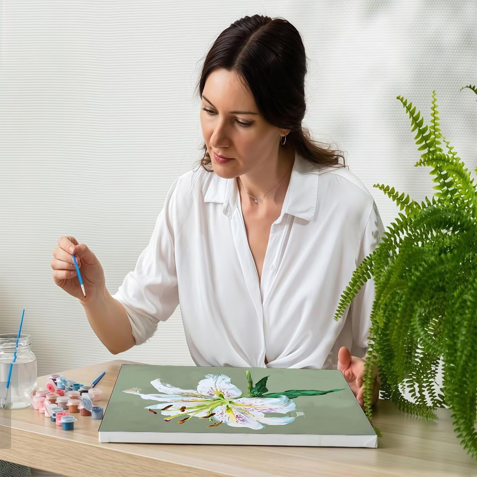 Malen Nach Zahlen Erwachsene,DIY Ölgemälde Kit Lilie Einfach 90x120cm 0-F-2 | Paint by Numbers Mit 3 - Pinseln und Acrylfarbe Knitterfreie Leinwand Kit, als Geschenk für die Wohnraumdekoration