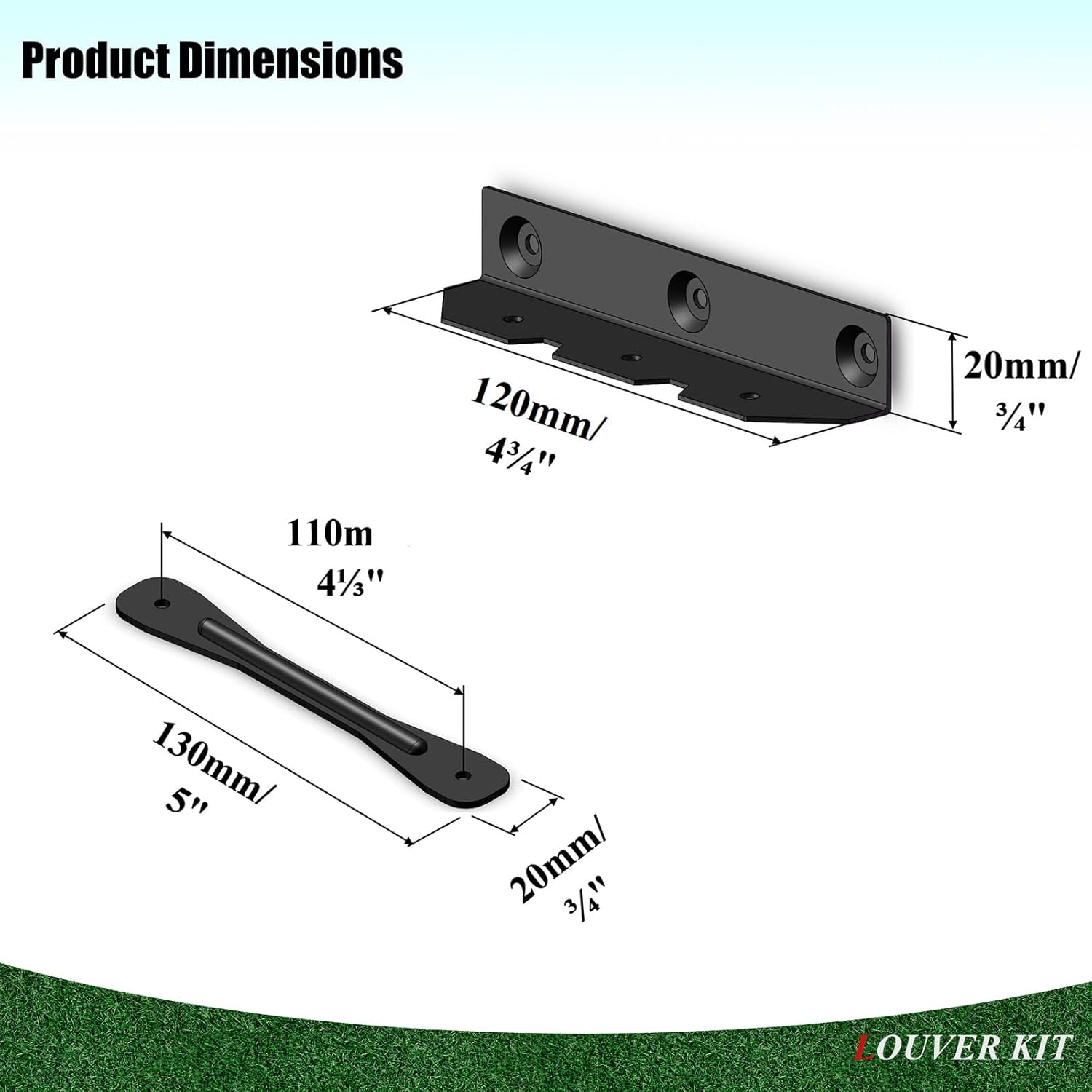 Deck Sunblind System Brackets, Louver Hardware System for Blinds and shutters, Heavy-Duty Steel Baked Powder Coated Louver Pergola Kit for Holding up to 11 Boards (48'')