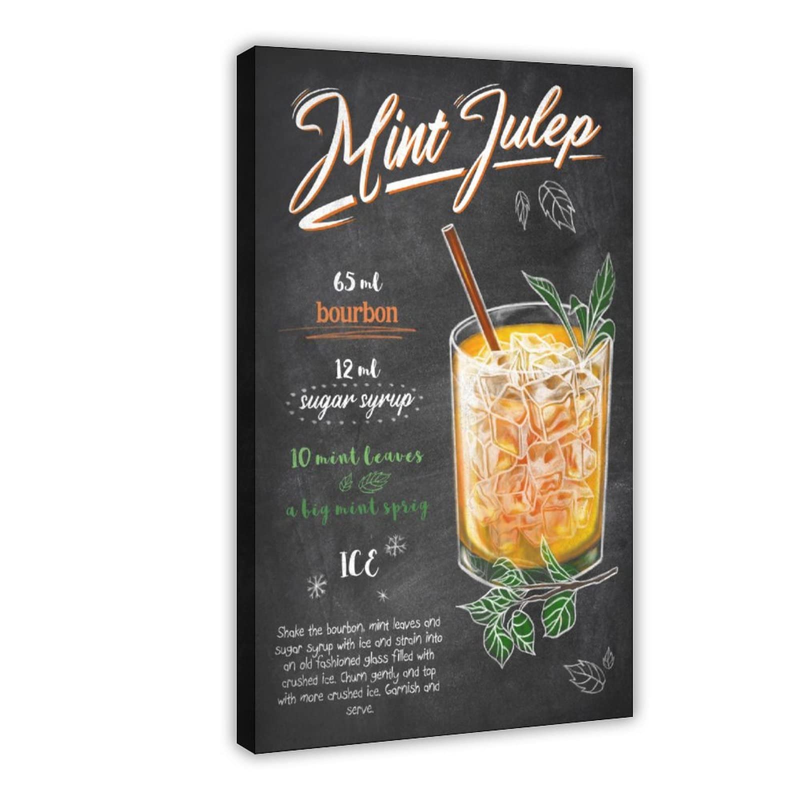 Mint Julep Making Process Canvas Poster Wall Art Decor Print Picture Paintings for Living Room Bedroom Decoration Frame: 24x36inch(60x90cm)