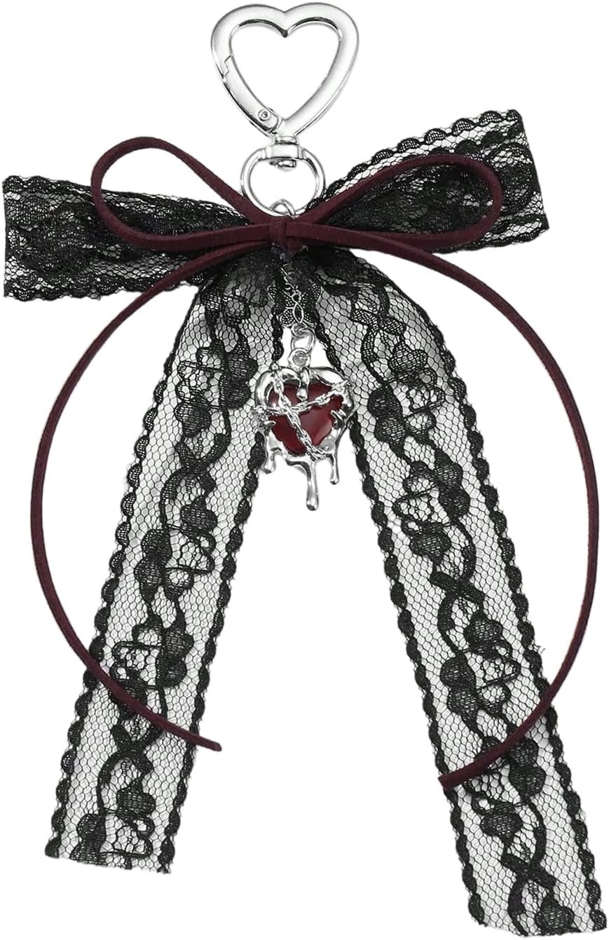 MakeMeChic Women's Cute Bag Charms Bow Ribbon Metal Keychain for Purse