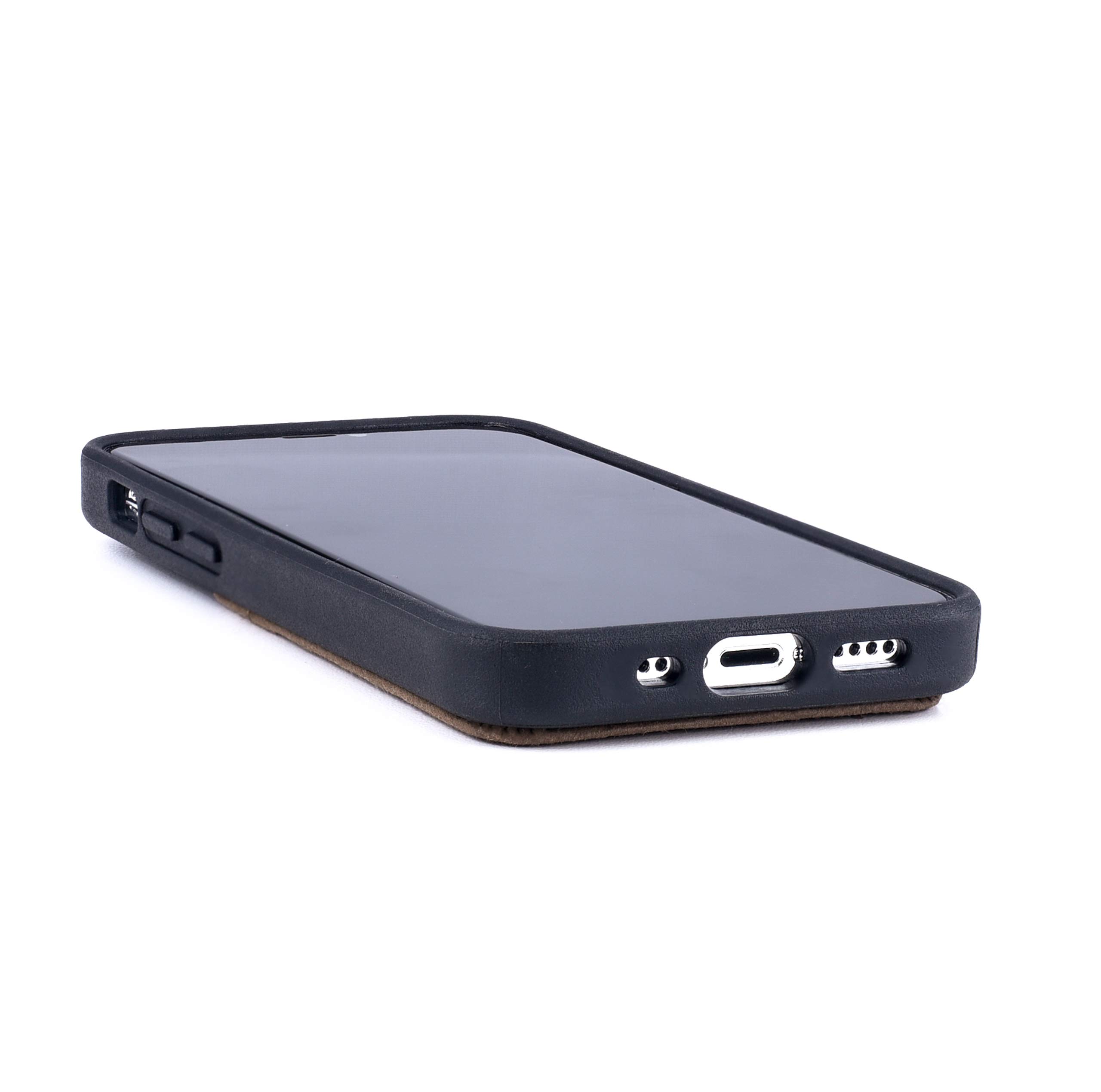 Dockem - Custodia a Portafoglio BIO per iPhone 12 mini: Materiali Sensibili, Montaggio Magnetico e 1 Scomparti Carte di Credito (M2B da 5.4", Nero e Marrone Chiaro)