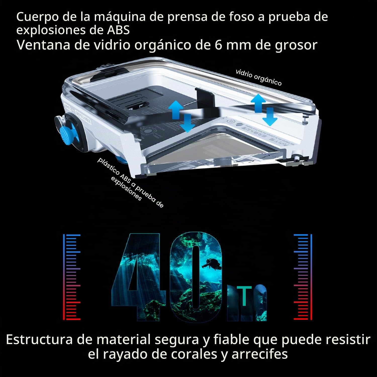 Caja de teléfono impermeable de actualización, fundas de teléfono subacuáticas para esnórquel y buceo, [40M/131FT] caja de teléfono impermeable profesional para buceo subacuático para la mayoría de