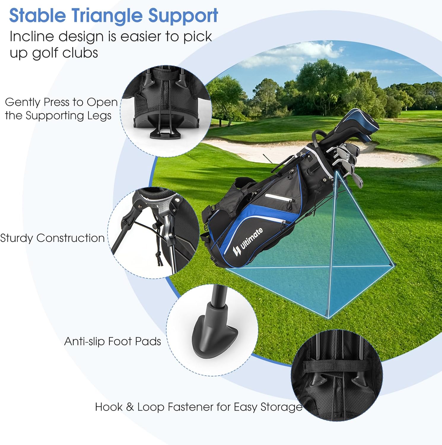 KOTEK Golf Stand Bag, 14 Way Top Divider Golf Club Bag with Cooler, 6 Zippered Pockets, Rain Hood, Adjustable Dual Shoulder Straps & Umbrella Holder, Lightweight Golf Bag for Men Women