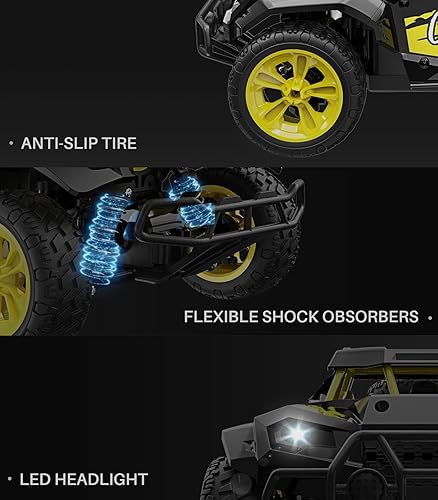 Miniatura 9 de Coche de control remoto para niños y niñas, autos RC Hobby RC Crawler 2.4 GHz, marco de aleación de metal, vehículo rápido de carreras de 15 KMH,