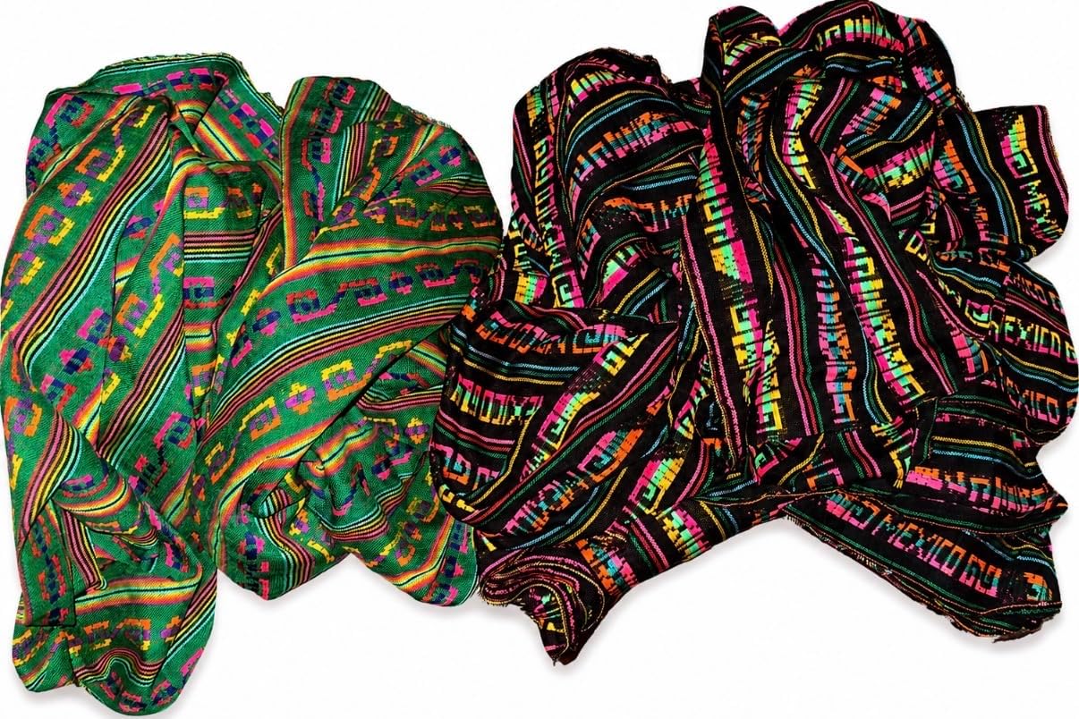 Mexican Cambaya Fabric Bundle, Colorful Traditional Mexican Woven Textile, Home Decor and DIY Projects