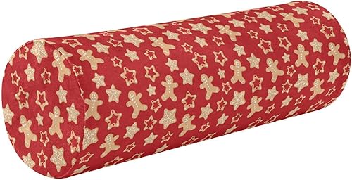 Almohada roja de jengibre de Navidad para exteriores, almohada de cuello redondo, almohada de rollo de 17 cojines redondos, cilindro cervical,