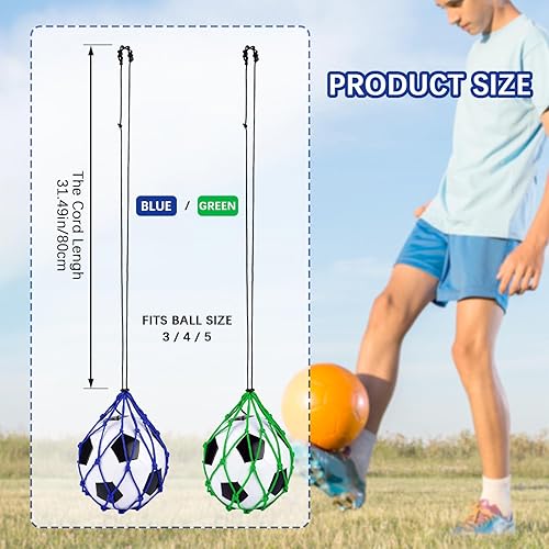 Miniatura 9 de TOBWOLF 2 unidades de entrenamiento de fútbol, red de entrenamiento de retorno de fútbol para pelota de tamaño 3, 4, 5, manos libres, ayuda de