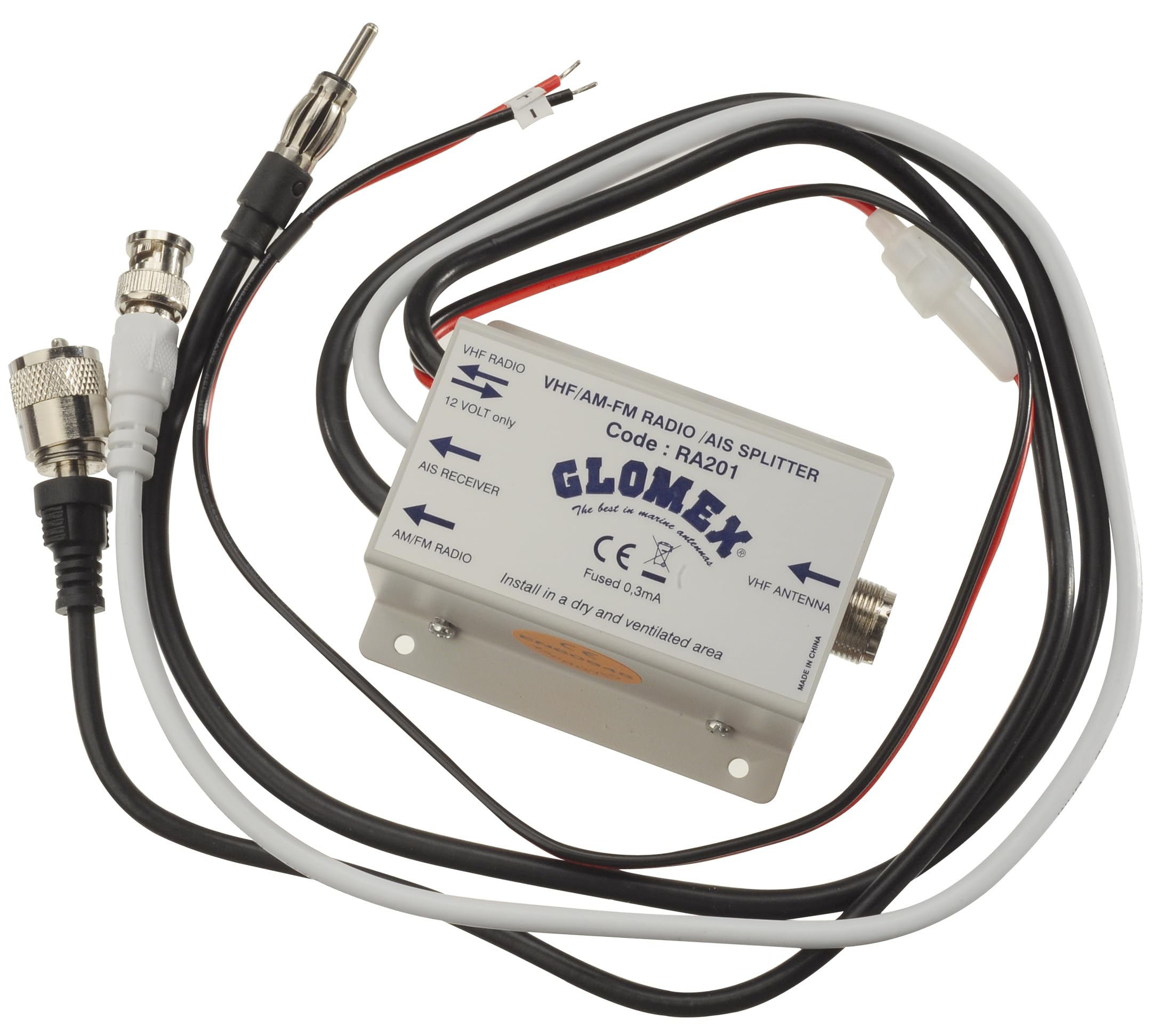 Glomex Splitter VHF Antenna A Am/FM Radio Y