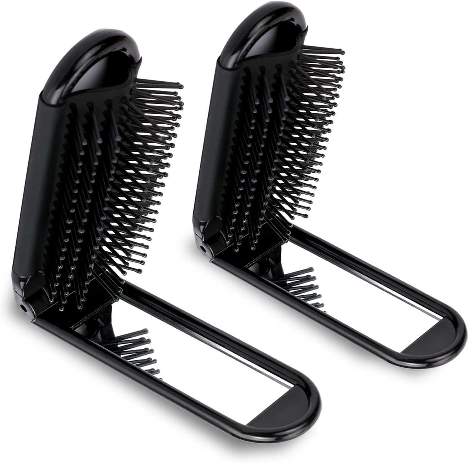 Folding Brush With Mirror | Detangling & Travel-Friendly