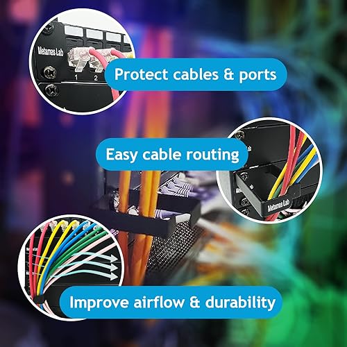 Miniatura 2 de Paquete de 10 anillos metálicos de 1U en D para administrador de cables, anillo de gestión de cables, gancho de gestión de cables para cables de