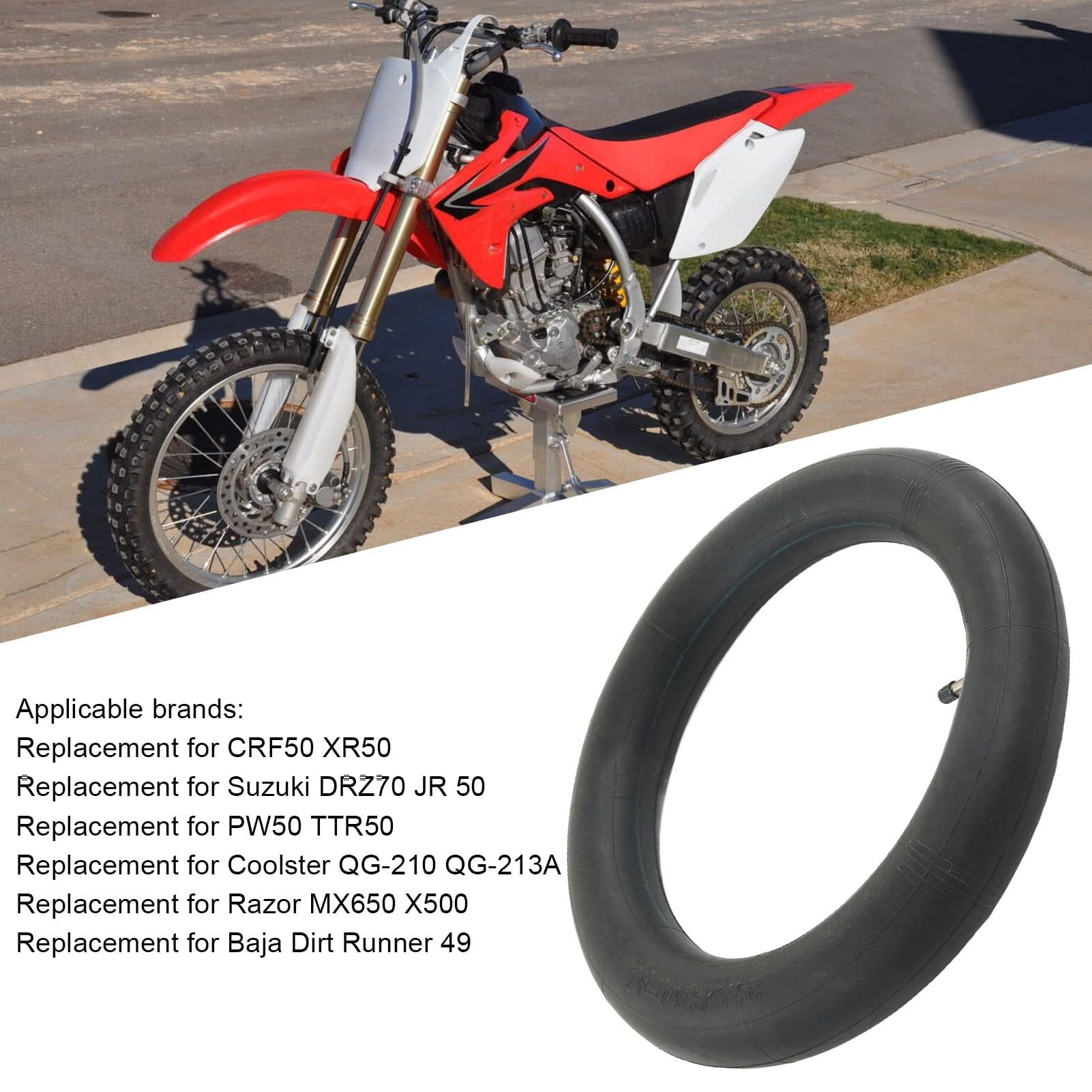 Tubo Interior, 2 Tubos Interiores de 2,50/2,75‑10 Pulgadas para Moto de Cross con Vástago de Válvula Recta, Repuesto de Goma a Prueba de Explosiones para Motocicleta de 49, 50, 70