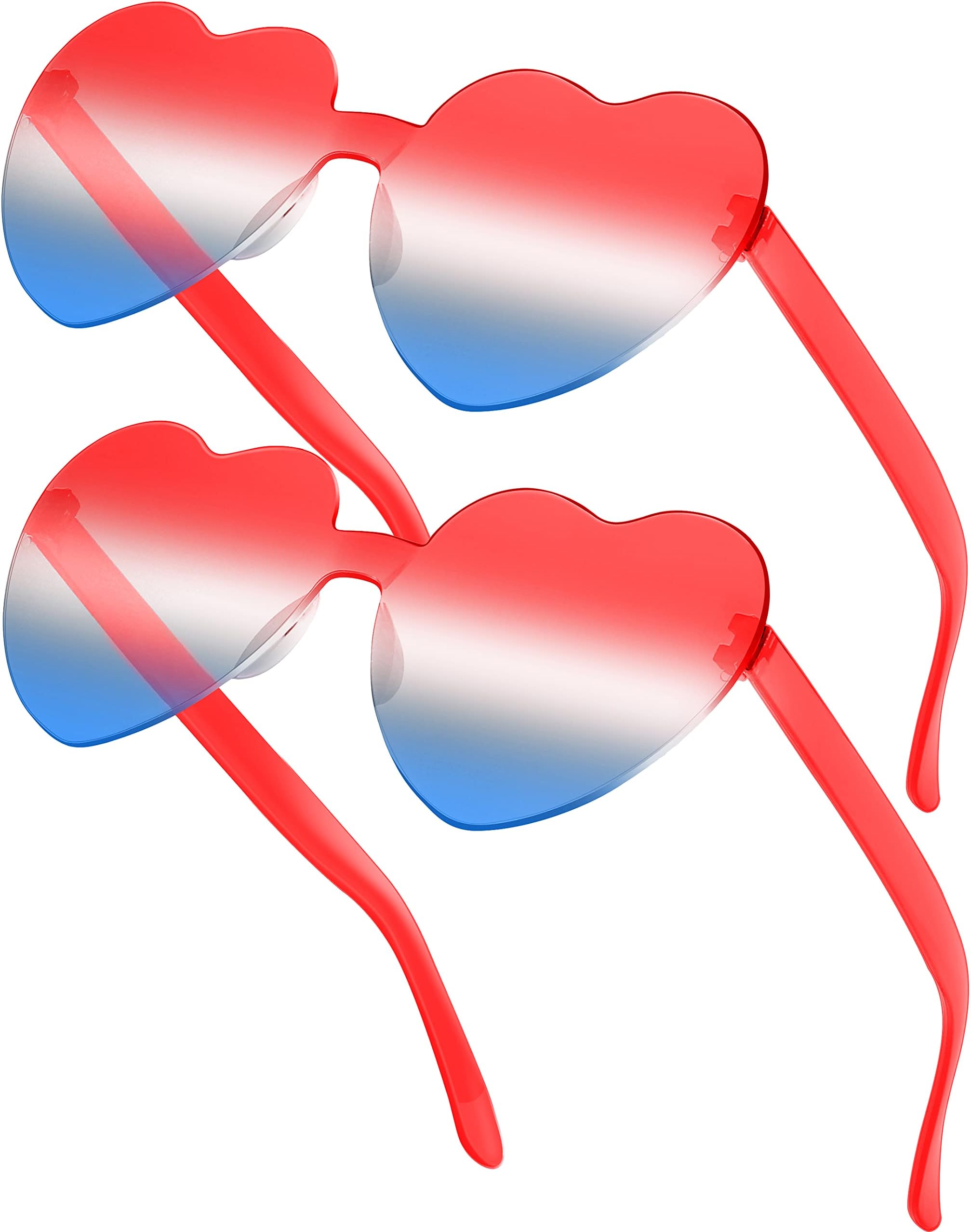 RTBOFY2PCS Heart Sunglasses for Fashion Party Queen Style, Rimless Heart Shaped Sunglasses for Women Party Favor……