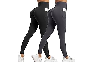 Women's Scrunch Butt Lifting Workout Leggings,  2 Pack High Waisted Seamless Leggings