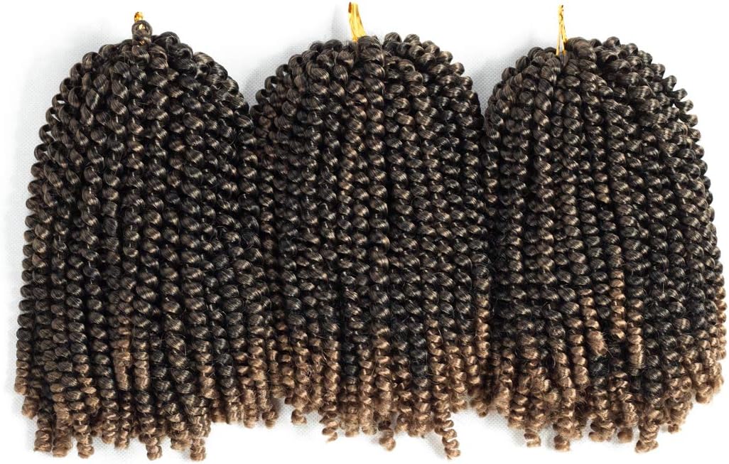 Spring Twist 3PCS Crochet Braids Synthetic Hair 8 Inch Jumbo Twist Braiding Hair Extensions (3pc, T1B/27#)