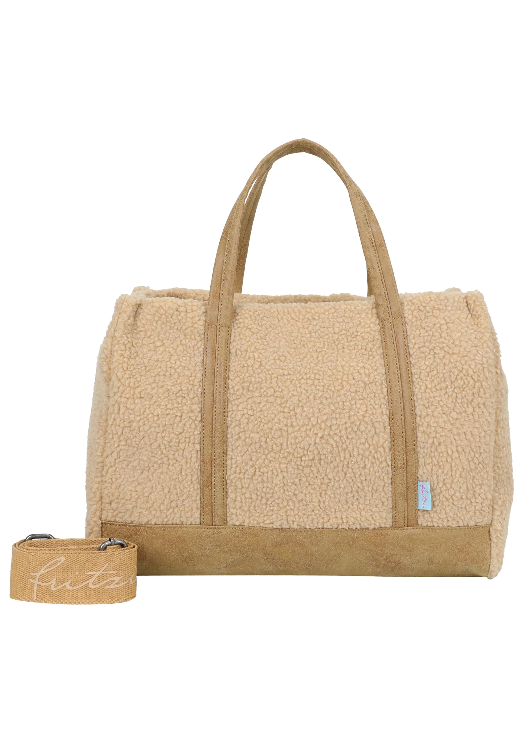 Fritzi Easy Tote Limited Teddy Damen Shopper Schultertasche Handtasche Freizeit Alltag Reißverschluss Polyester 29.5 x 40 x 14 cm, Beige