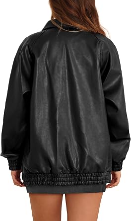 XIEERDUO Leather Jacket Women Fall Outfits 2025 Oversized Motorcycle Y2K Clothes Faux Leather Pocket Winter Coats Zip Up