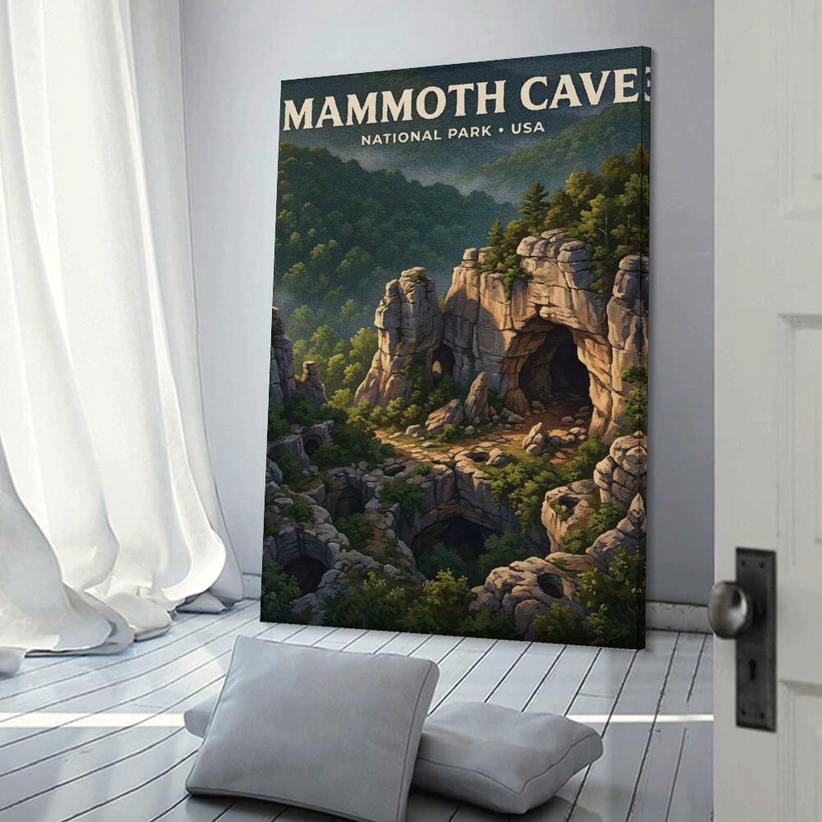 Junmoney Mammoth Cave National Park Wall Art Print, 24x36inch(60x90cm), for Front Hall, Corridor Or Welcome Spaces, Wall Decor to Refresh Empty Corners