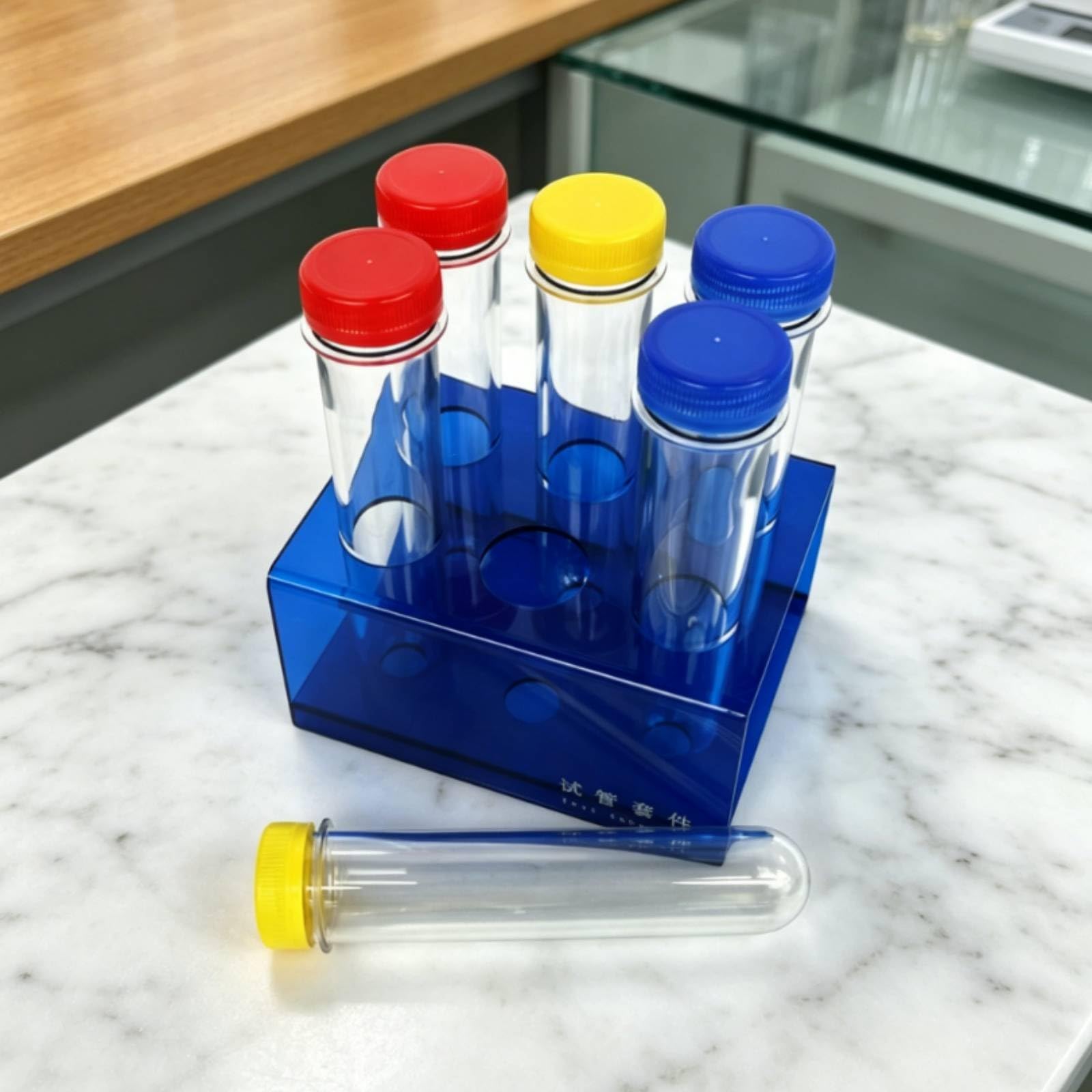 Reagenzglas-Set transparent Reagenzgläser mit Schraubverschluss gerippt Reagenzglashalter mit Röhrchen für Kinder, Chemieunterricht