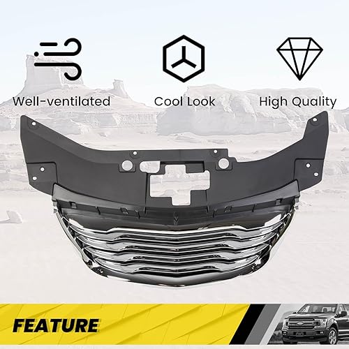 Miniatura 5 de KUAFU Rejilla de parachoques para radiador delantero compatible con Chrysler 200 2011-2014 de repuesto para 68082050AE, CH1200353, 13999AOE Grill
