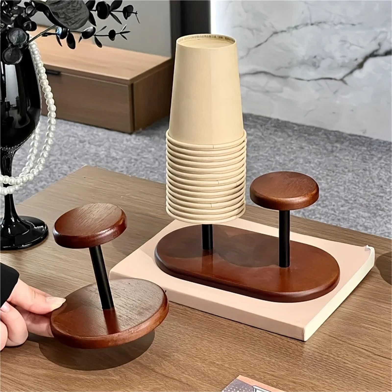 Soporte De Almacenamiento Vasos Papel Escritorio Madera Para Vaso De Papel