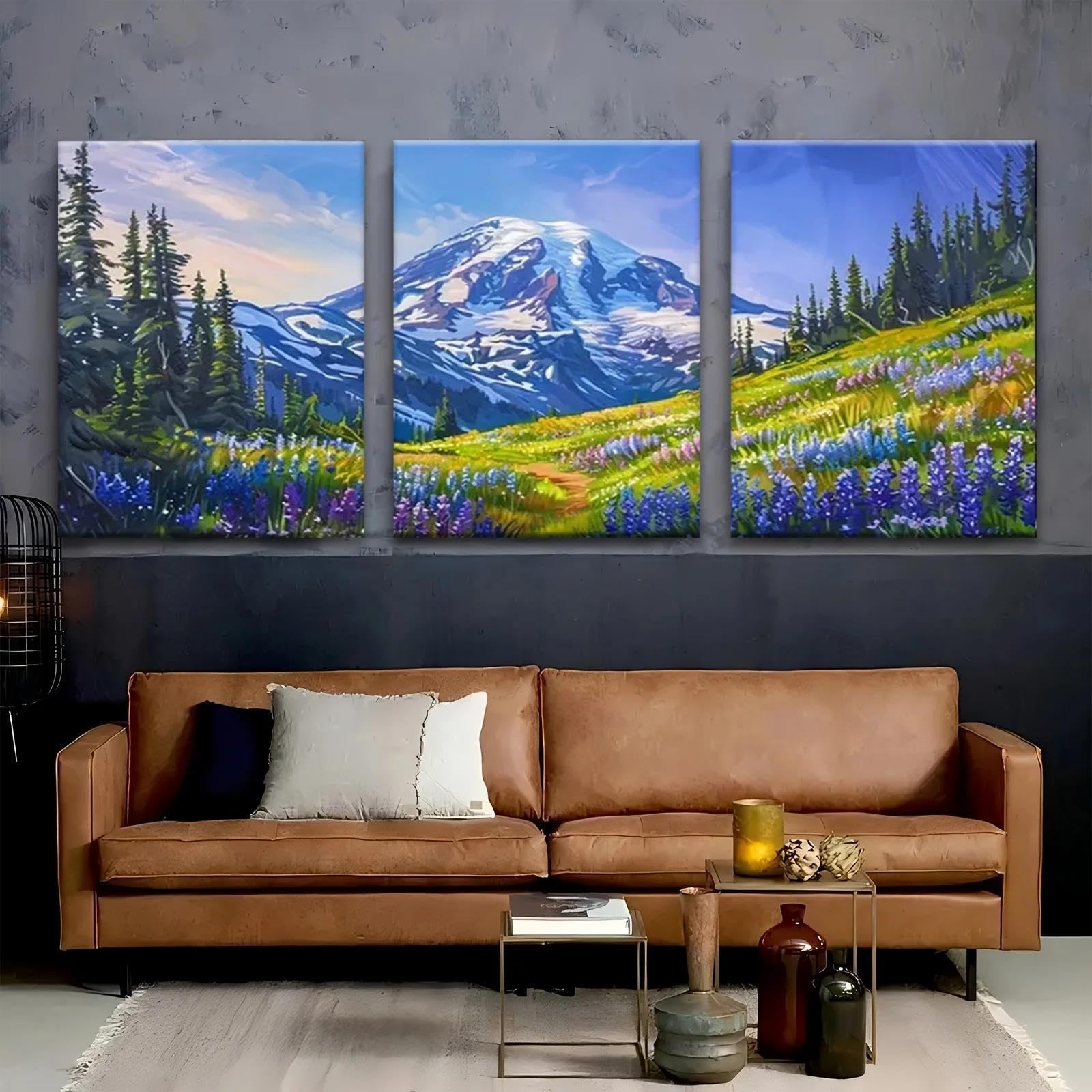 Yocheng 3pcs Of Wall Art, Mount Rainier Canvas Wall Art Aesthetic Canvas Printing Mural 50x70cmx3 No Frame