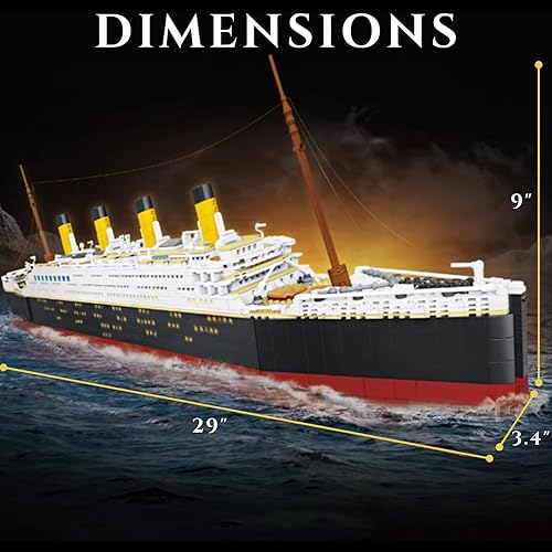 Miniatura 6 de Liberty Imports Titanic Model - Juego de bloques de construcción de 2022 piezas, réplica de Titanic coleccionable, modo de visualización 2 en 1,