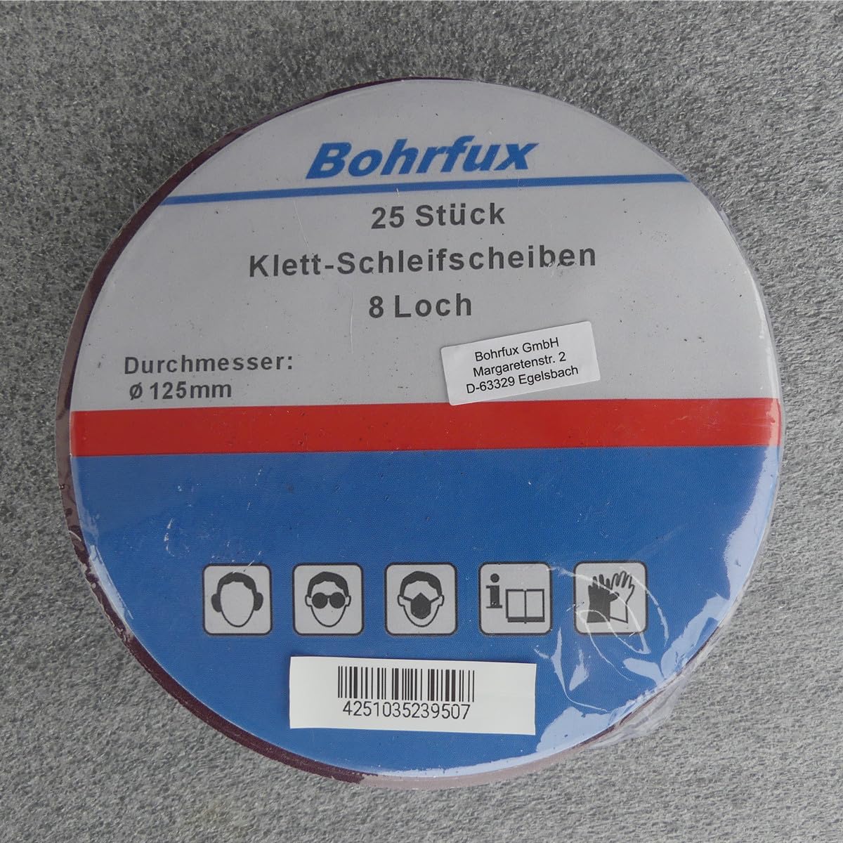 25 dischi abrasivi KleTT Ø 125 mm con 8 fori, grana P240, carta vetrata per cartongesso, levigatrice eccentrica, Bosch Fux