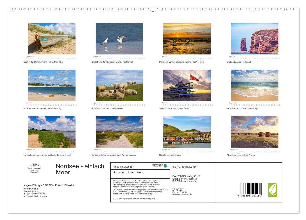 Nordsee - einfach Meer (hochwertiger Premium Wandkalender 2026 DIN A2 quer), Kunstdruck in Hochglanz: Fotografische Impressionen von der Nordseeküste (CALVENDO Orte)