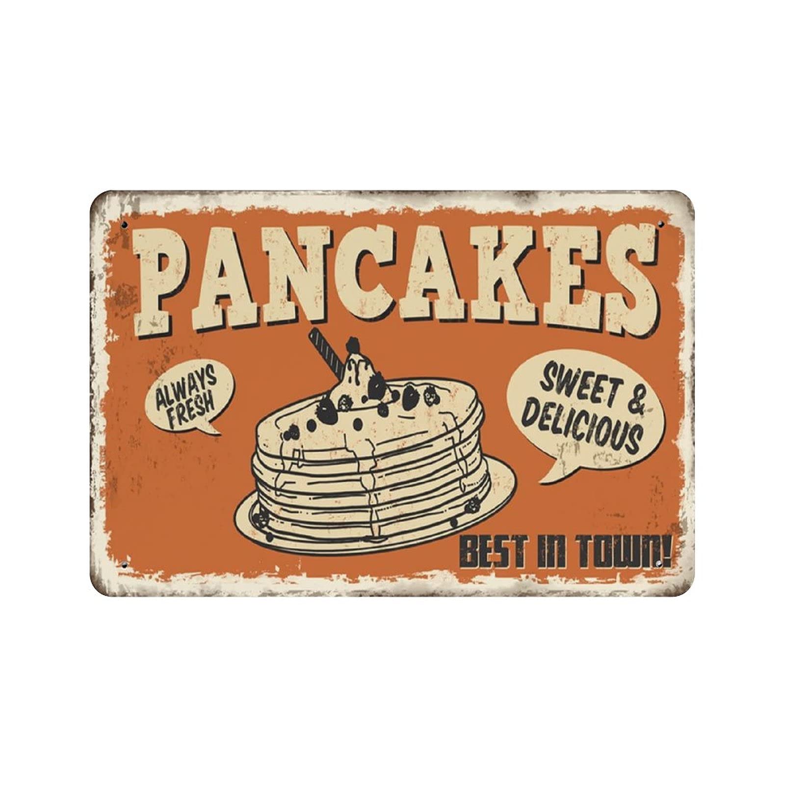 Pancakes Sweet Delicious Metal Signs, Fun Poster For Bar Kitchen Cafe Farmhouse Wall Decor 12x8 Inch