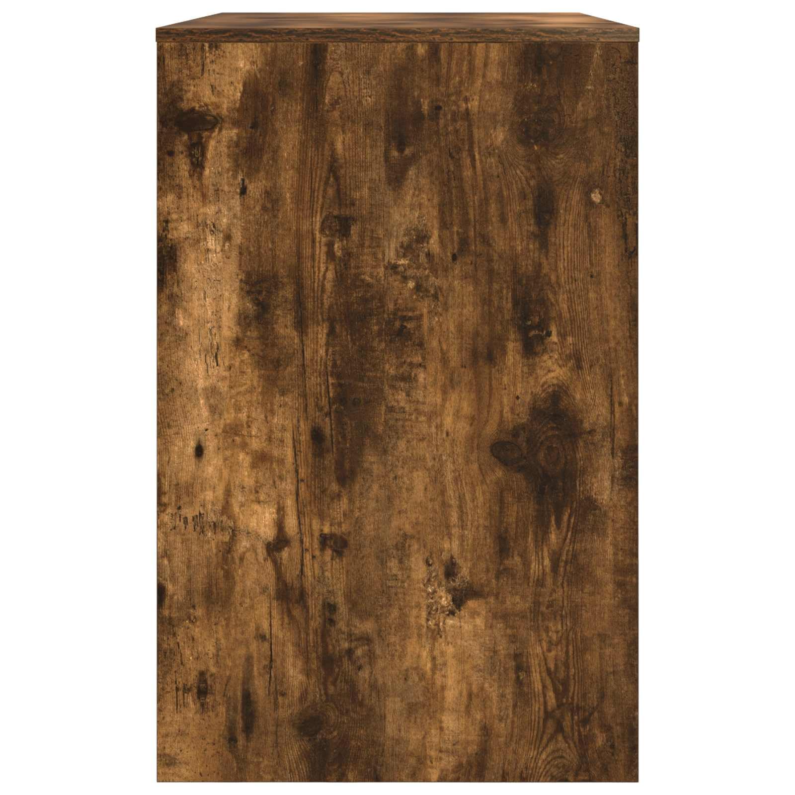 Scrivania con cassetto, in legno di rovere affumicato, 100 x 50 x 78 cm, compatta, per ufficio, studio, con ripiano per postazione di lavoro organizzata