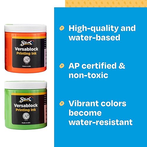 Miniatura 7 de Sax 457451 Versablock Tinta de impresión fluorescente a base de agua, 8 onzas, colores surtidos, juego de 8