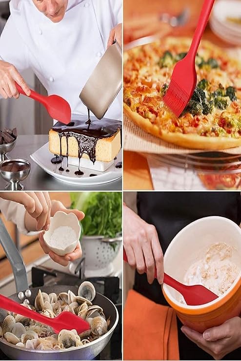 Valletta Drongo Heat Resistant Fireproof Nonstick Silicone Spatula Set 6 Pieces Red