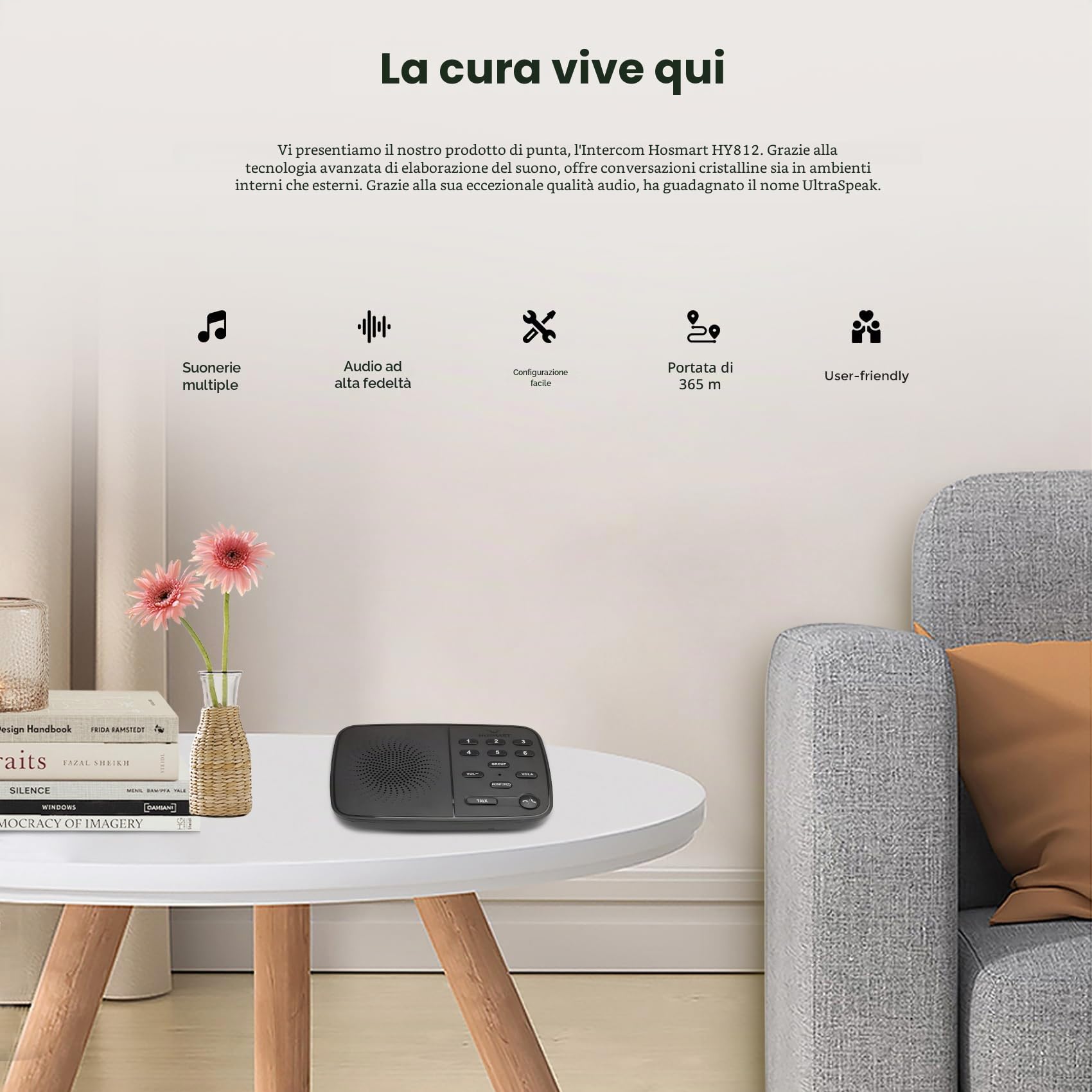 Hosmart UltraSpeak Intercoms Wireless Casa Full Duplex, Portata 1200 piedi Sistema Intercom bidirezionale in tempo reale (3 confezioni)