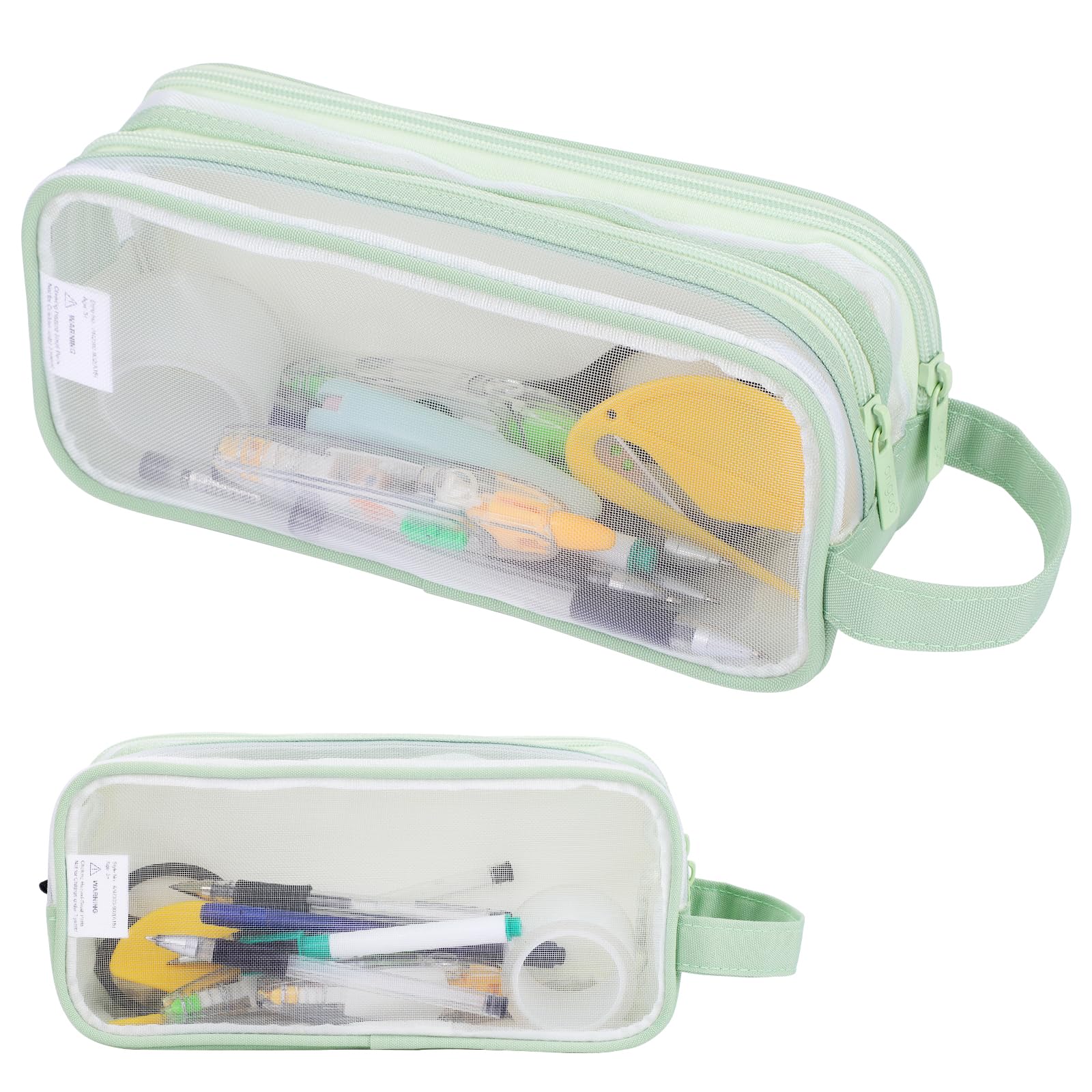 Lancry Clear Pencil Case, Large See Through with 2 Compartments for Boys Girls & Women