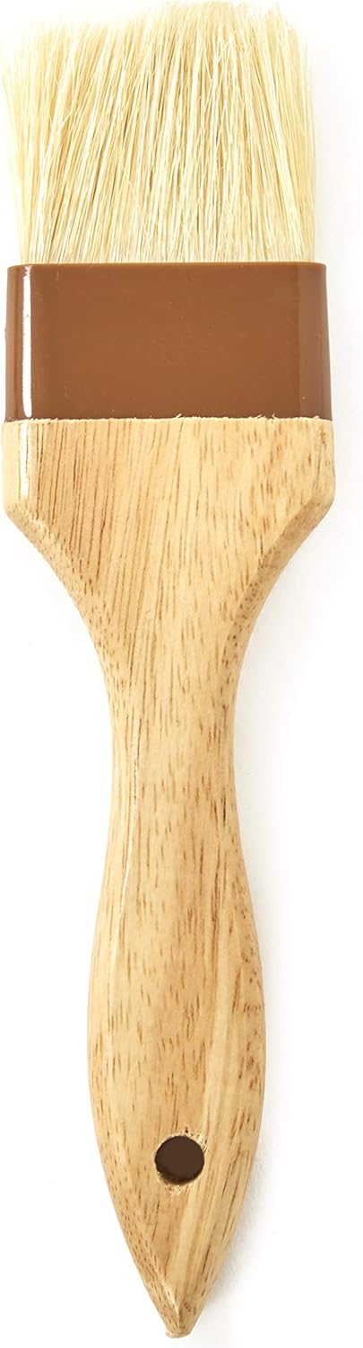 Durable, Real Wood 2 Inch Boar Bristle Pastry Brush. Grill and Kitchen Flat Brushes for Basting Meat, Spreading Butter, Eggs, BBQ Sauce or Marinades. Chef Quality Cooking, Baking or Grilling Tools