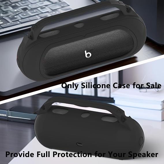 Silicone Cover Case Compatible with Beats Pill 2024 Portable Bluetooth Speaker, Protective Carrier Holder Accessories Compatible with Beats Pill Speaker (Black Silicone Case)