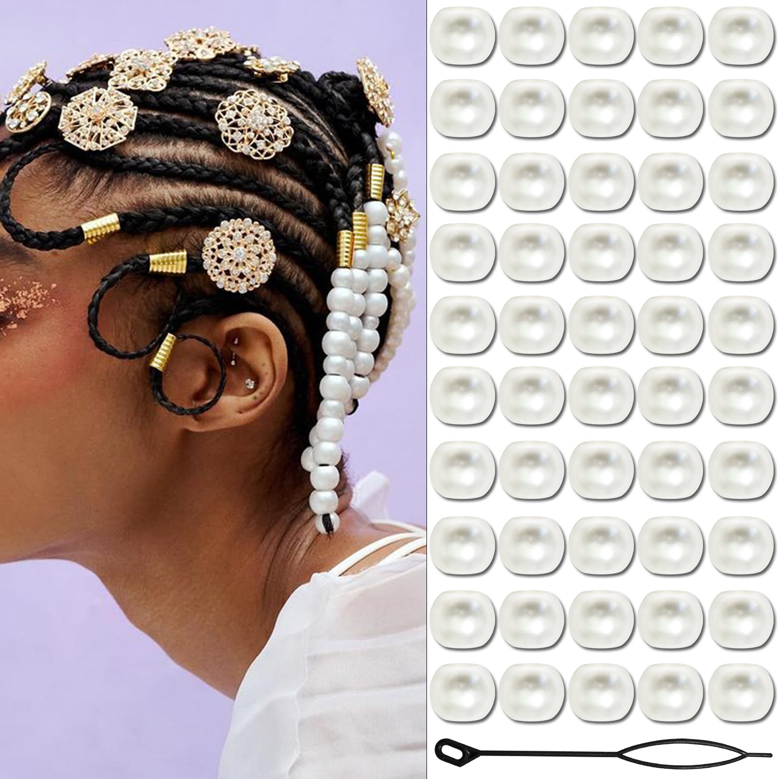 Amazon.com : VENOFEN 50PCS Hair Beads for Braids Pearl White
