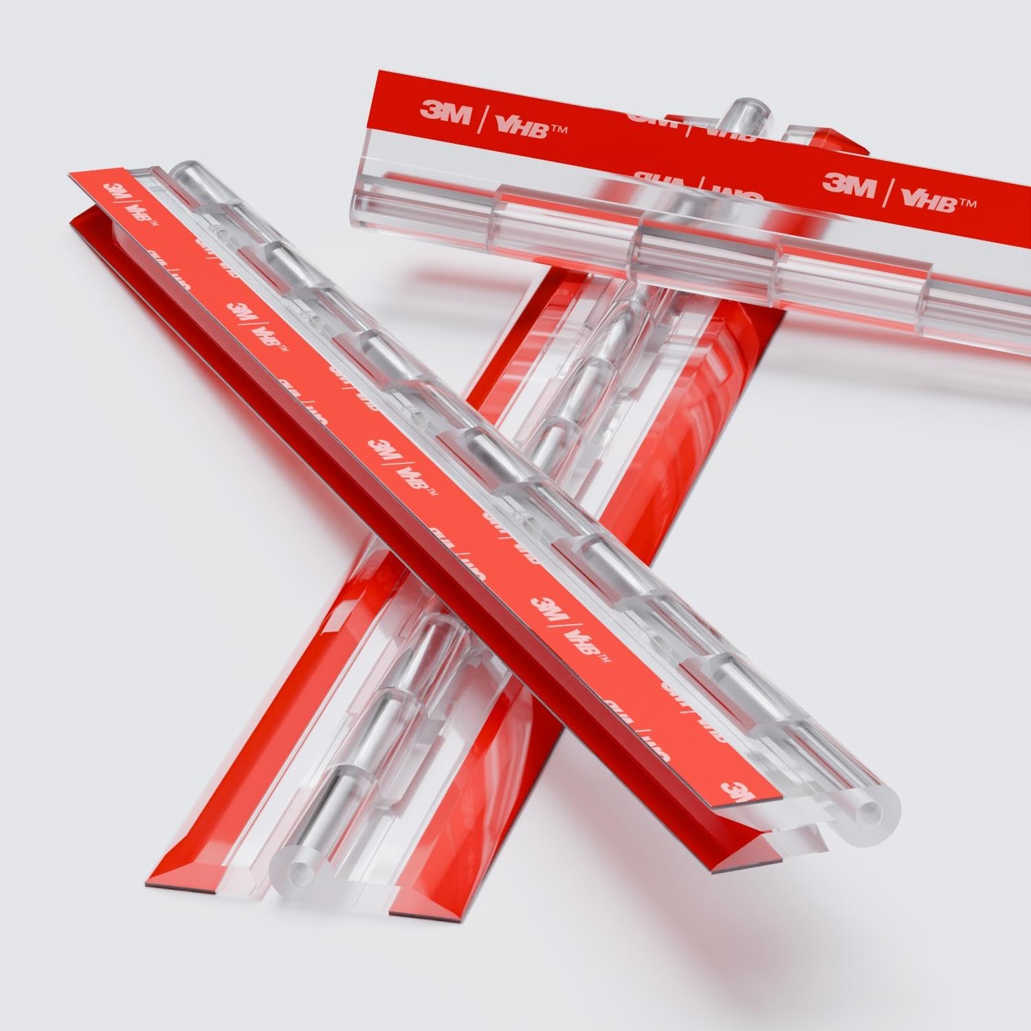 Caterpillar Red Clear 4X Self Adhesive Acrylic Piano Hinges 300Mm, No Glue Required, Transparent Plastic Continuous Hinges