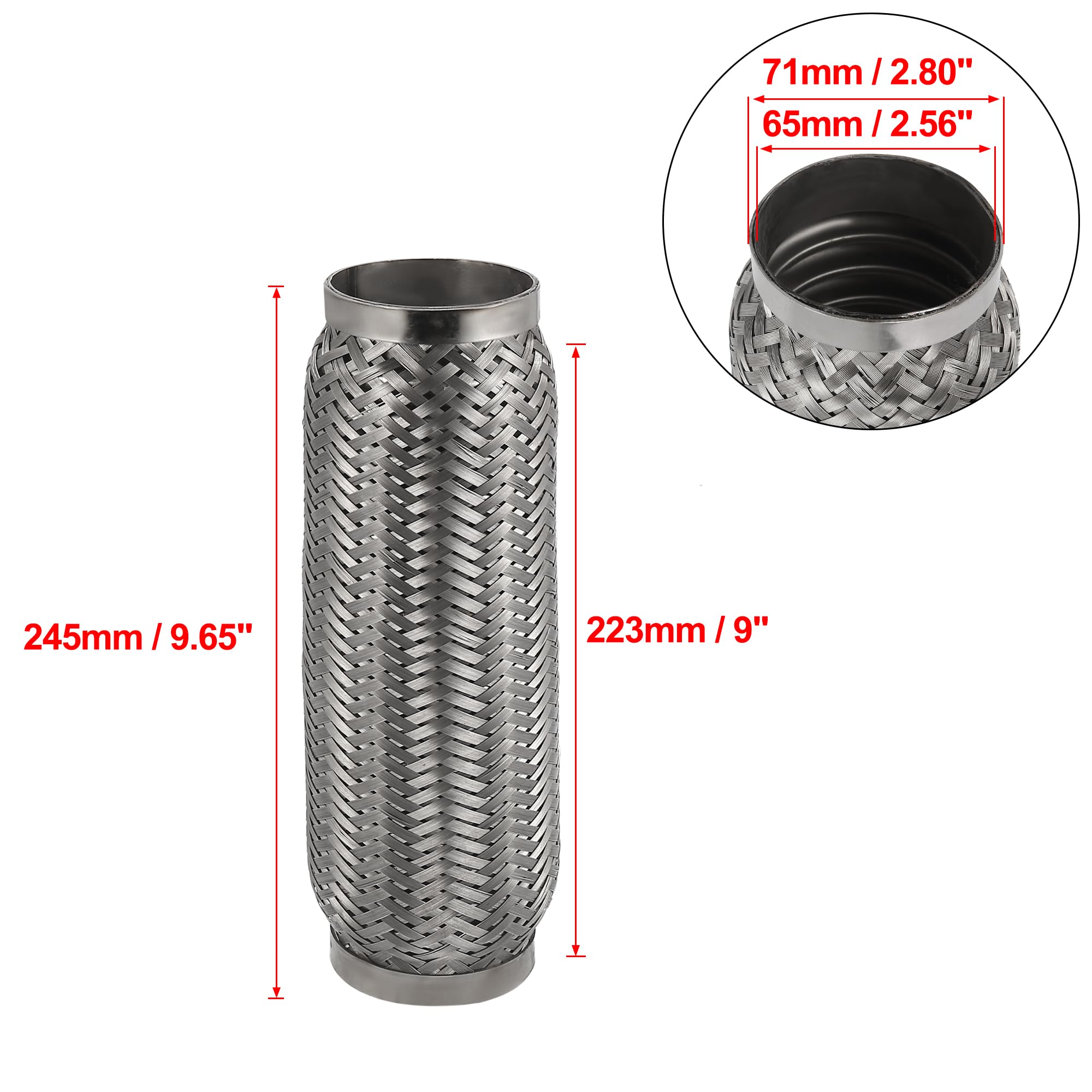 katalizator akcesoria Katalizator filtr 45/50/55/65/70/75mm Tłumik samochodowy, elastyczna rura wydechowa, elastyczny przewód, tłumik wydechowy, stal nierdzewna, 160 mm, 200 mm(65x223x245mm)
