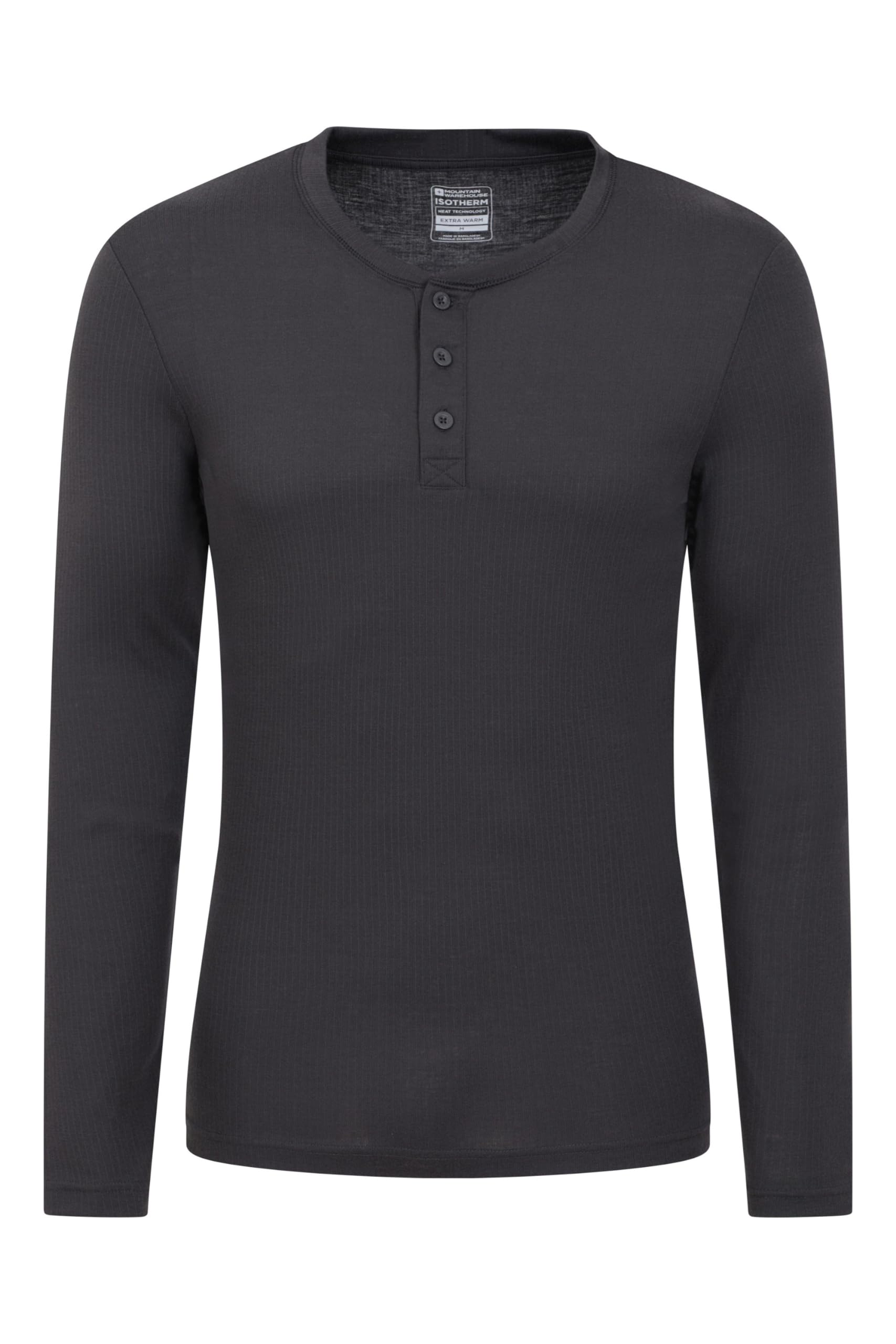 Mountain Warehouse Talus Mens Henley Thermal Top - Isotherm & Quick Dry Underwear, Moisture Wicking Baselayer - Camping, Outdoors, Travelling & Hiking Charcoal XL