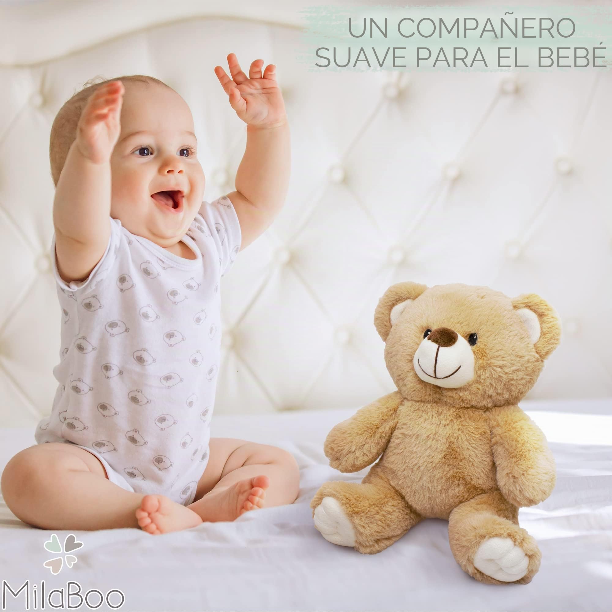 MilaBoo® Tarta de pañales beige con oso de peluche pequeño I regalo recién nacido de alta calidad con pañales y productos de Hipp (beige pequeño)