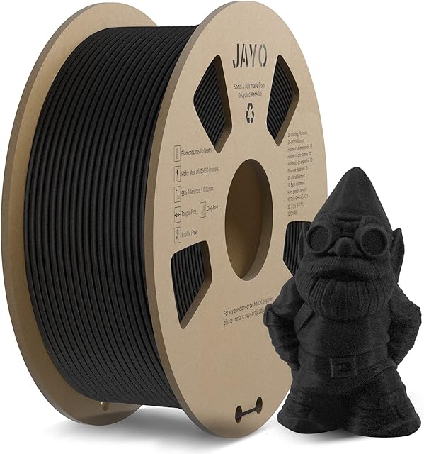 JAYO Matte PLA Filament 1.75mm, 3D Printer Filament 1.1kg Spool, 0.02 mm, Black PLA Matte