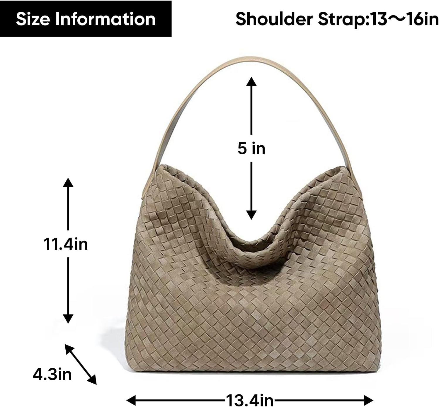 Women's Braided Leather Tote Bag Stylish Suede Hobo Shoulder Bag with Woven Details - Image 6