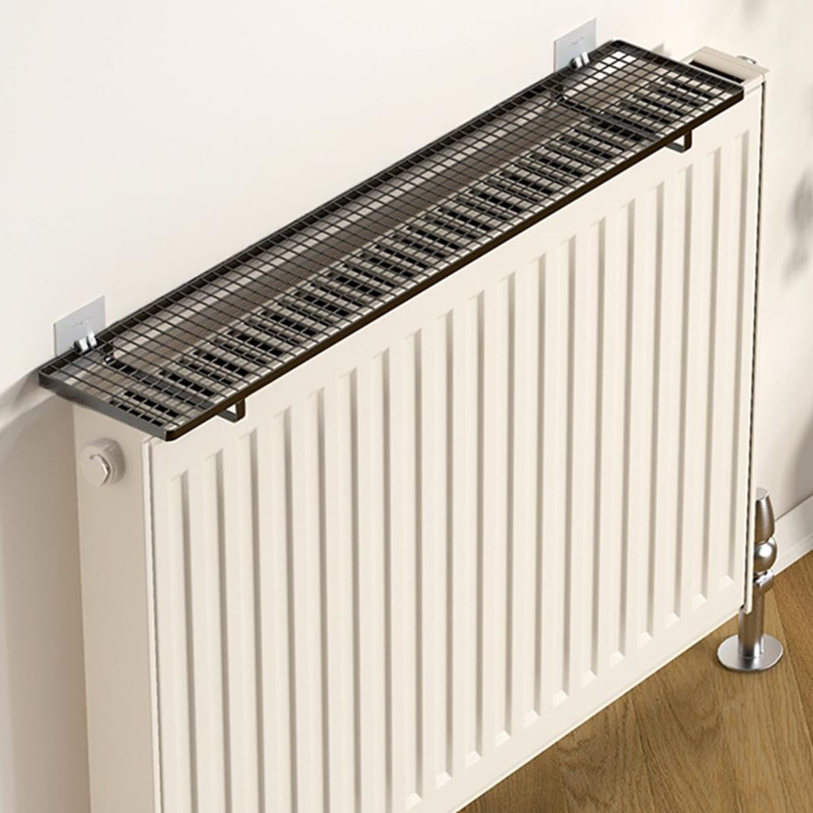 Estante de radiador GriCover organizador metálico negro SpaceSaviin para baño y hogar