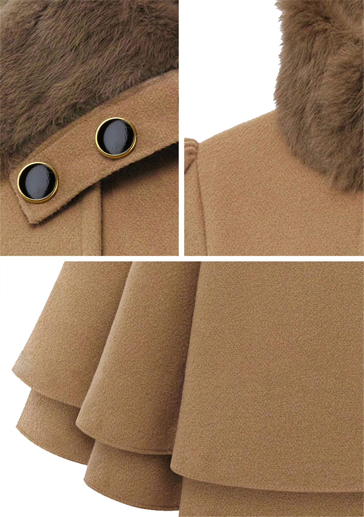 Donna Cappotto Invernale In Misto Lana Con Collo Pelliccia Sintetica Parka Giacca Autunnale Elegante Trench Doppiopetto Cappotto Di Mezza Stagione