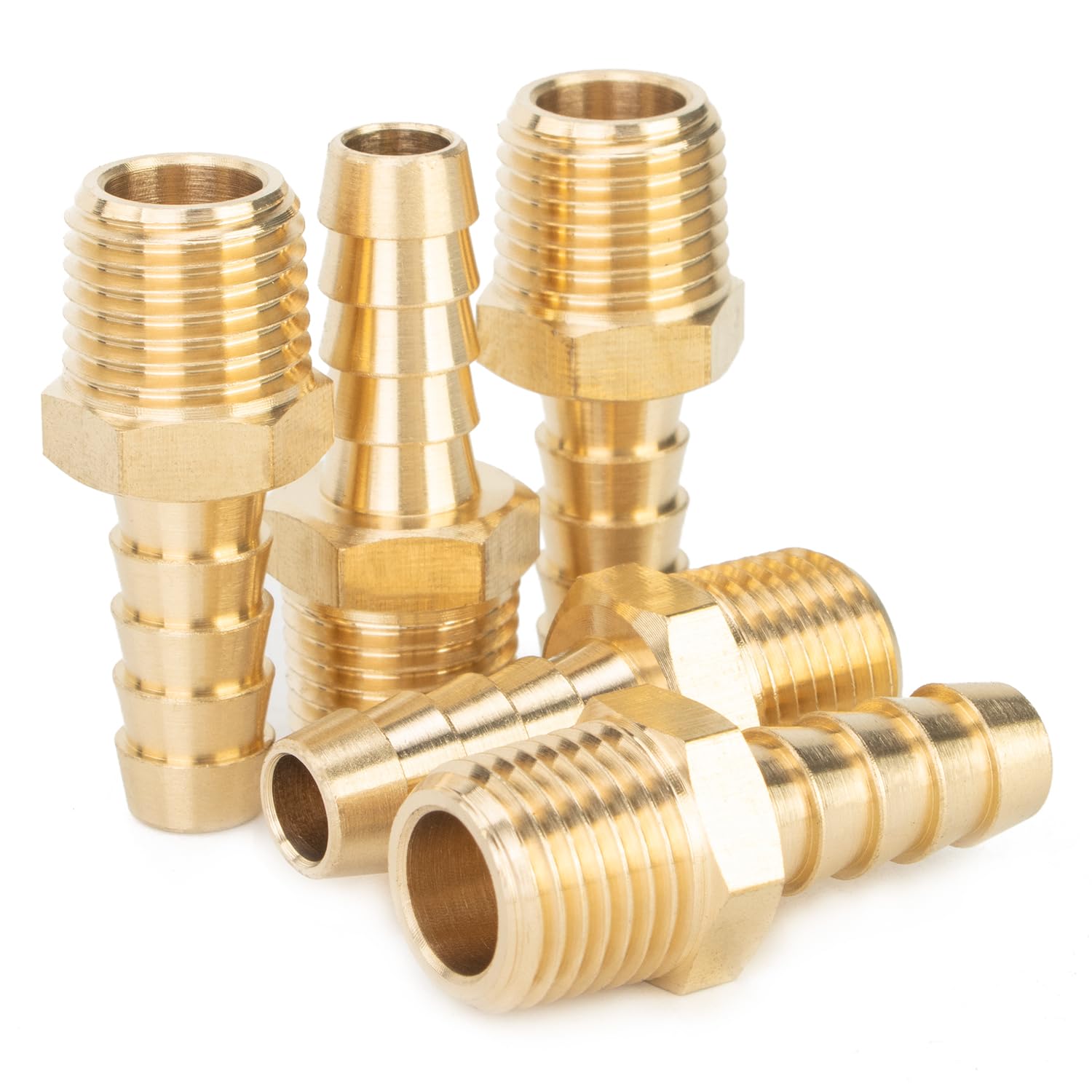 Ltwfitting Men's Pack Of 5 Generic Brass Barbed Fitting Coupler/Connector 1/4" Bspt X 5/16"(8Mm) Hose Barb Fuel Gas Water (Pack Of 5)