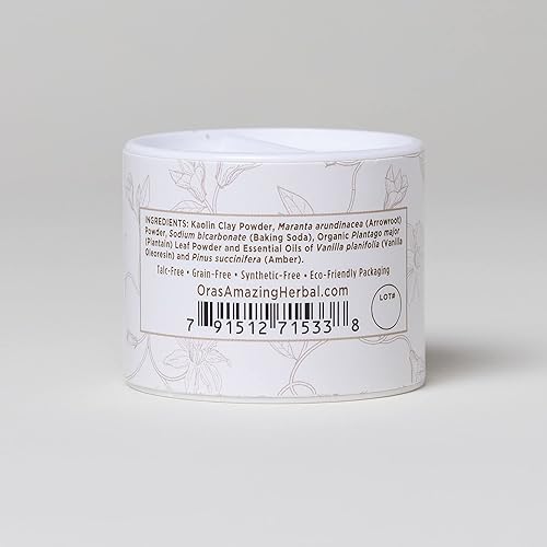 Miniatura 3 de Polvo para bebé, sin talco, aroma natural de ámbar de vainilla real, sin almidón de maíz, arrurruz y polvo a base de arcilla, sintético, Ora's