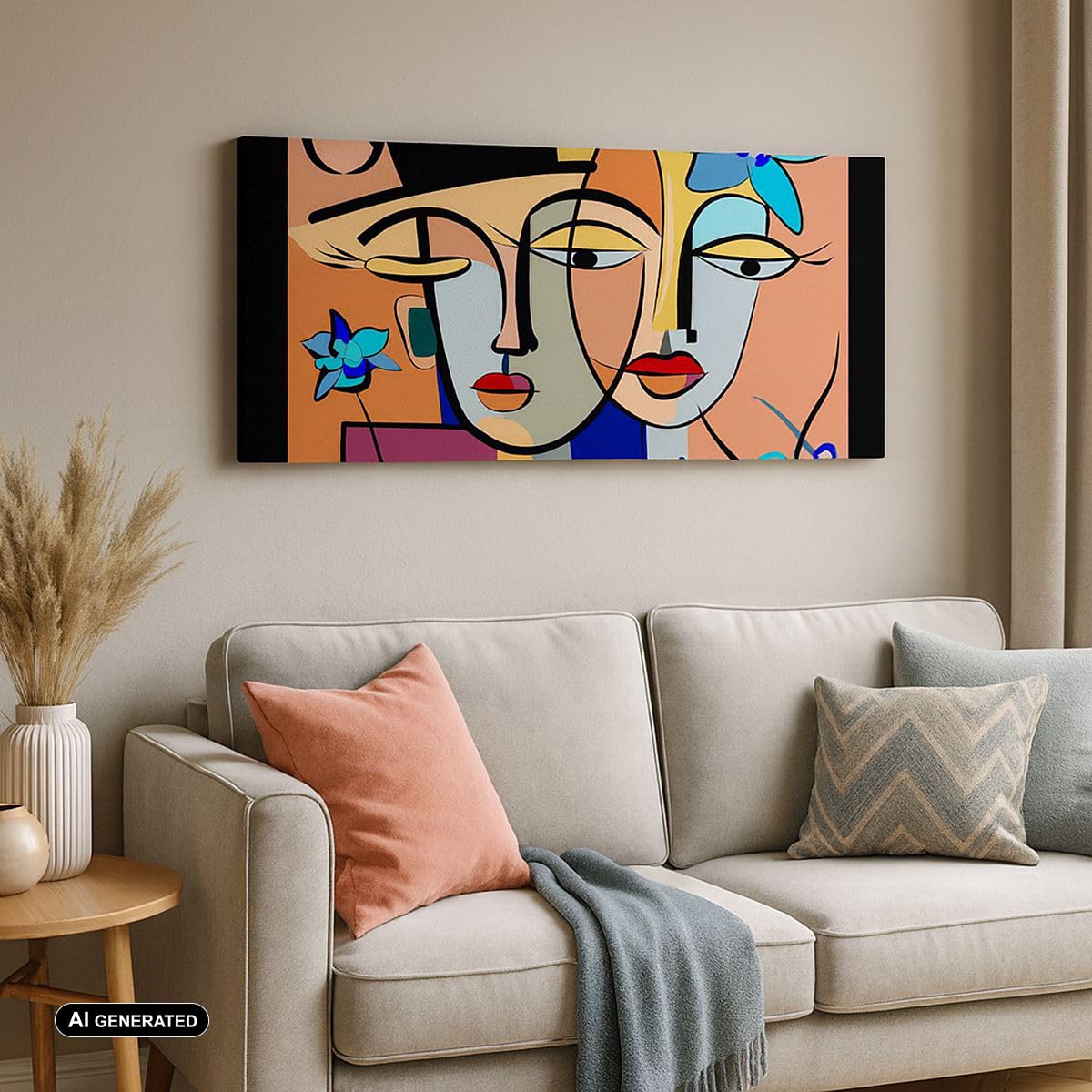 Cuadro Decorativo 100x40cm Moderno Panorámico Abstracto Personas - 5764